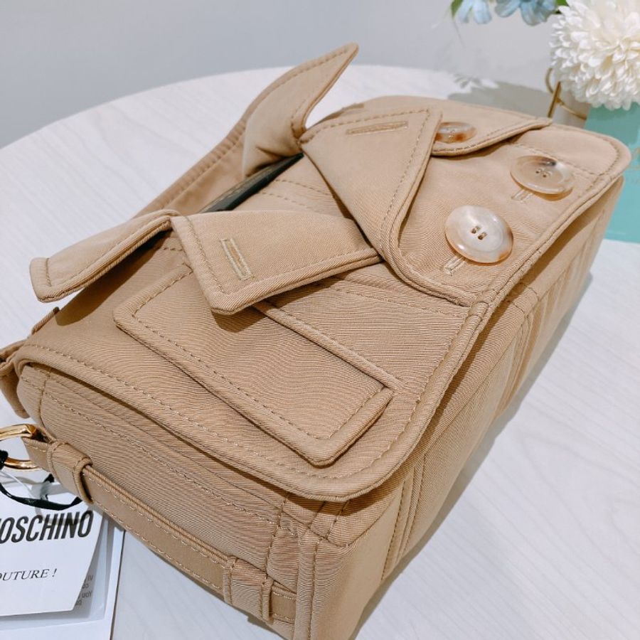 TK2081 Moschino 莫斯奇諾風褸形狀肩帶包包 Tan Trench Details Biker Bag Beige-6