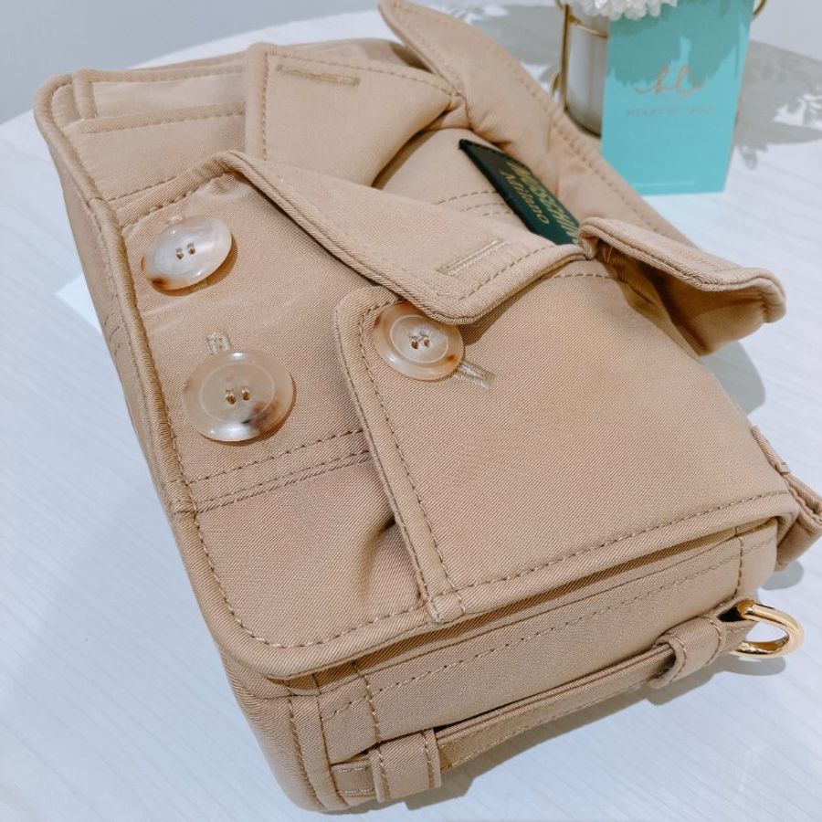 TK2081 Moschino 莫斯奇諾風褸形狀肩帶包包 Tan Trench Details Biker Bag Beige-7