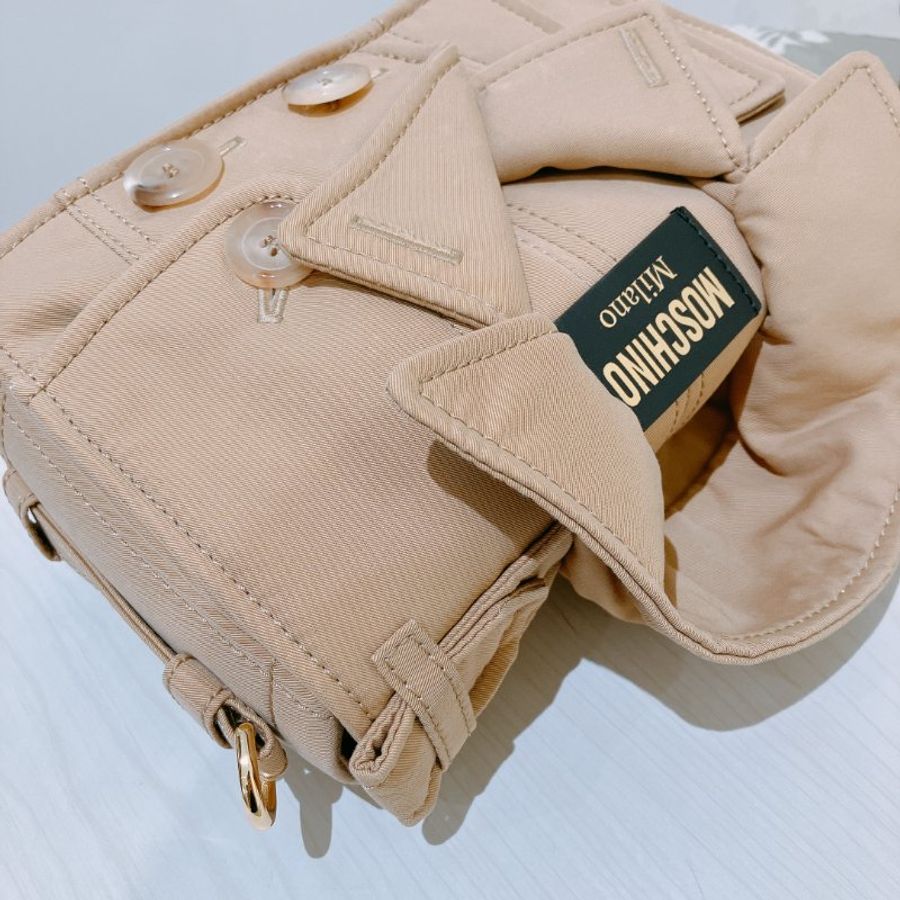 TK2081 Moschino 莫斯奇諾風褸形狀肩帶包包 Tan Trench Details Biker Bag Beige-8