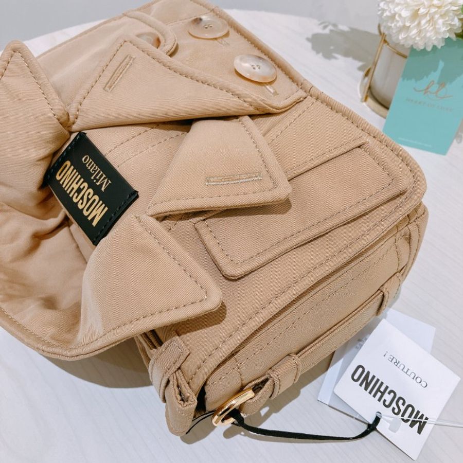 TK2081 Moschino 莫斯奇諾風褸形狀肩帶包包 Tan Trench Details Biker Bag Beige-9