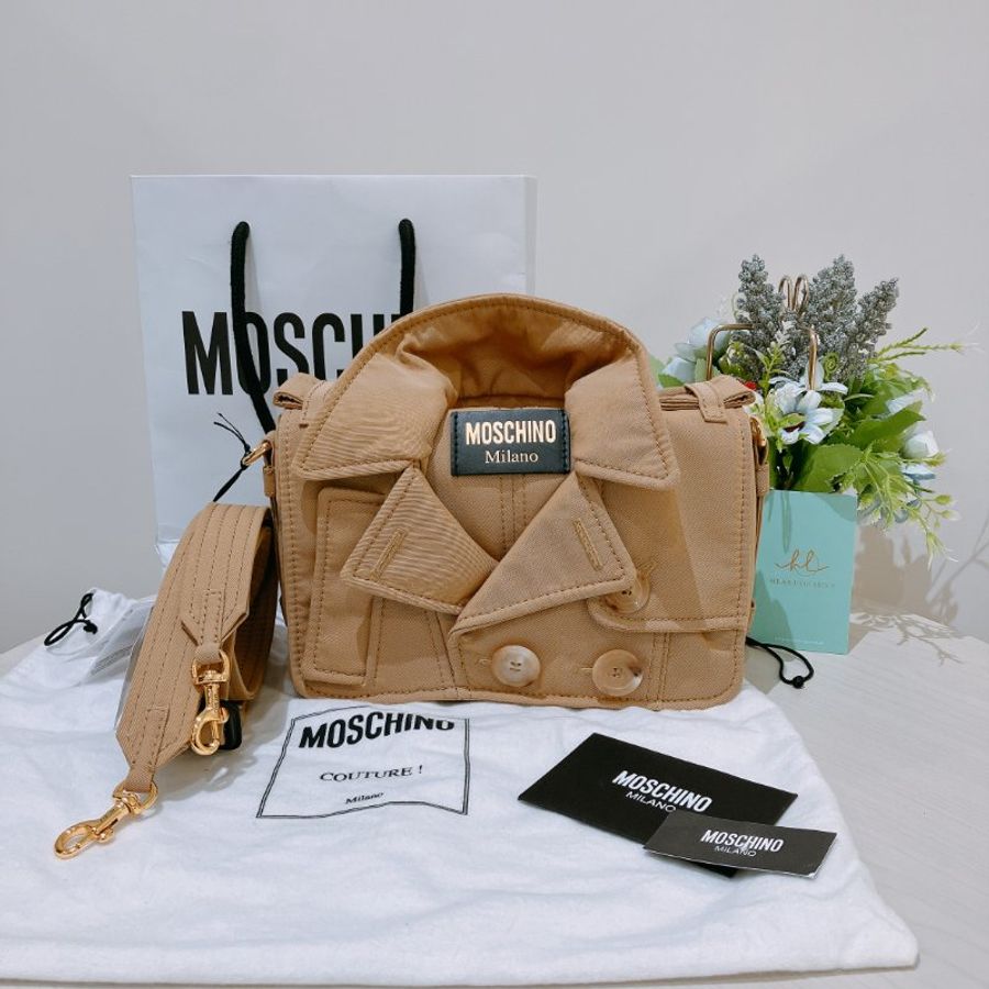 TK2081 Moschino 莫斯奇諾風褸形狀肩帶包包 Tan Trench Details Biker Bag Beige-27