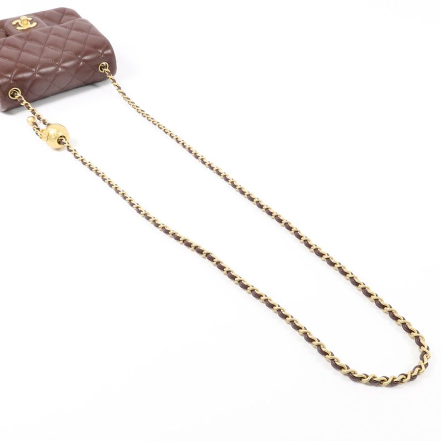 CHANEL 羊皮皮革Classic 17鏈帶手挽肩背兩用袋-9
