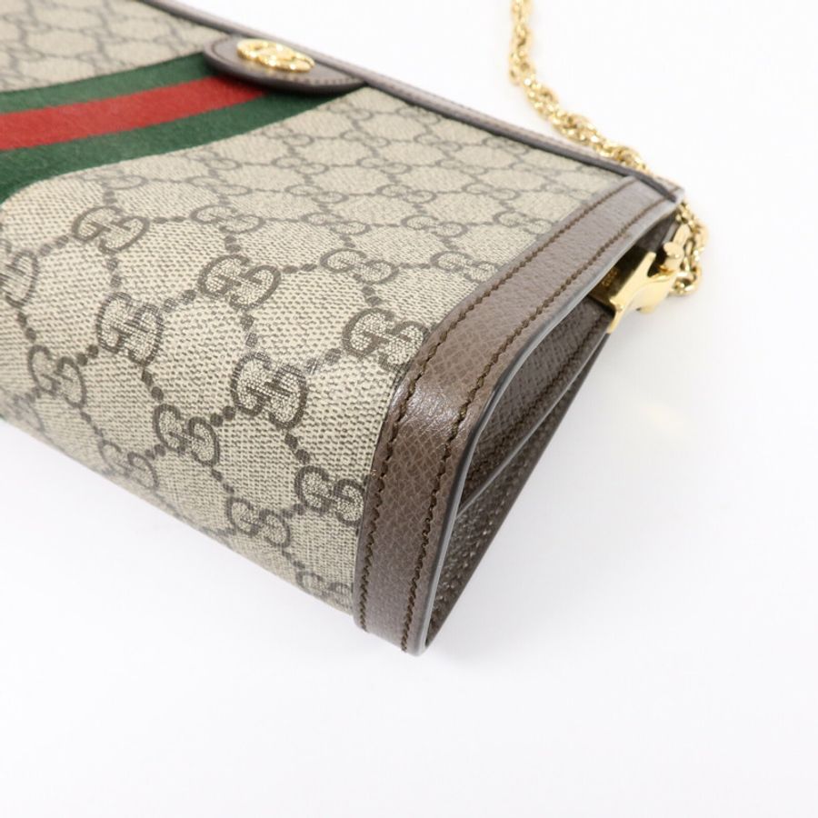 GUCCI 塗層帆布Ophidia GG鏈帶肩背袋-10