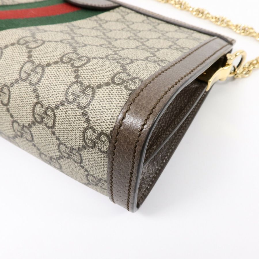 GUCCI 塗層帆布Ophidia GG鏈帶肩背袋-12