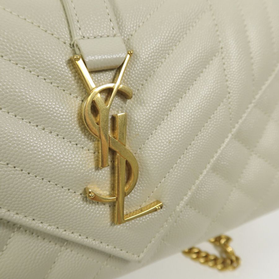 SAINT LAURENT 牛皮皮革Envelope Small鏈帶肩背袋-6