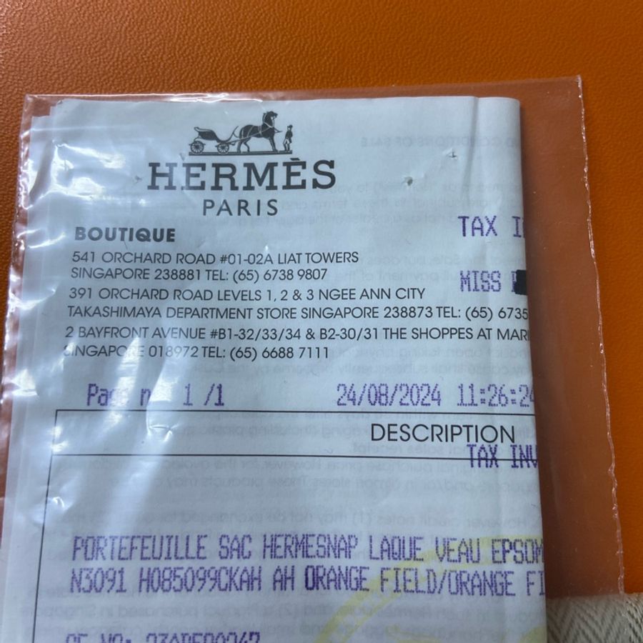 HERMES SNAP WALLET. /ORANGE FIELD(琺瑯扣)-13