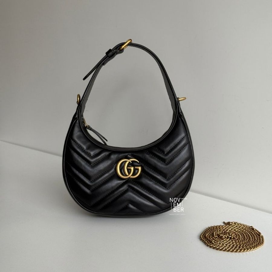 99新🆕 Gucci 古馳 GG Marmont 半月形肩背包-0