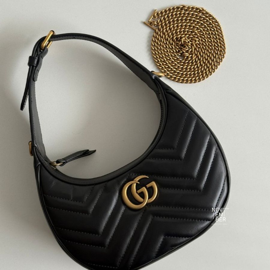 99新🆕 Gucci 古馳 GG Marmont 半月形肩背包-3