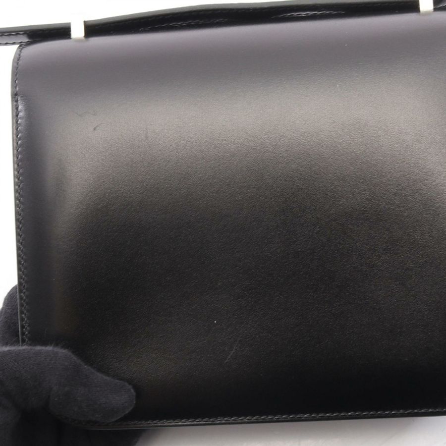 愛馬仕 Constance 3 III 迷你肩背包,Box 小牛皮,黑色,SHW,二手-7
