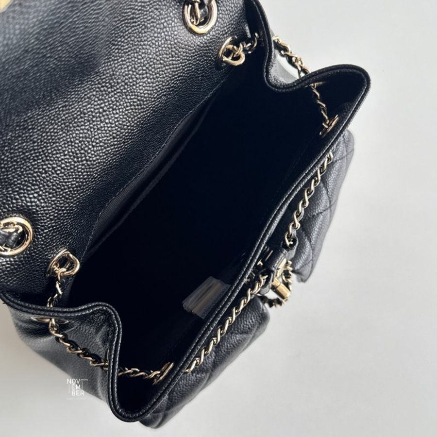 99新🆕 Chanel 香奈兒 Duma 中號 黑色金釦-4