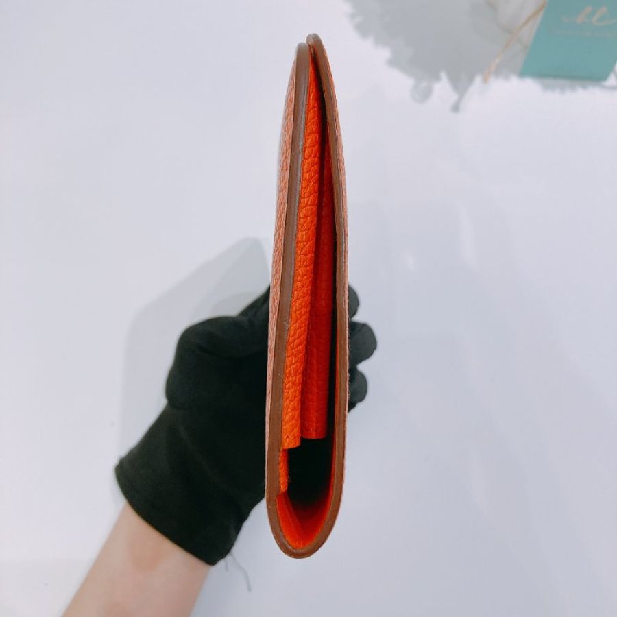 TW4894 Hermes 愛馬仕 絕版長款皮具 愛馬仕橙 附帶小散錢包 Dogon Duo Wallet Togo Orange x PHW #Square O-2