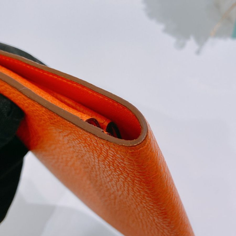 TW4894 Hermes 愛馬仕 絕版長款皮具 愛馬仕橙 附帶小散錢包 Dogon Duo Wallet Togo Orange x PHW #Square O-5