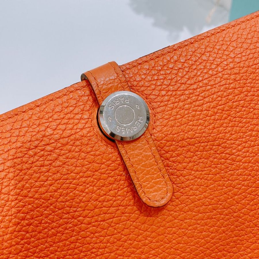 TW4894 Hermes 愛馬仕 絕版長款皮具 愛馬仕橙 附帶小散錢包 Dogon Duo Wallet Togo Orange x PHW #Square O-9