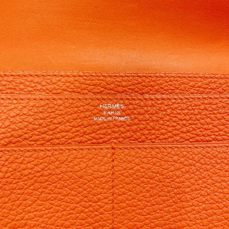 TW4894 Hermes 愛馬仕 絕版長款皮具 愛馬仕橙 附帶小散錢包 Dogon Duo Wallet Togo Orange x PHW #Square O-13