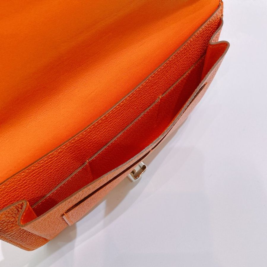 TW4894 Hermes 愛馬仕 絕版長款皮具 愛馬仕橙 附帶小散錢包 Dogon Duo Wallet Togo Orange x PHW #Square O-14