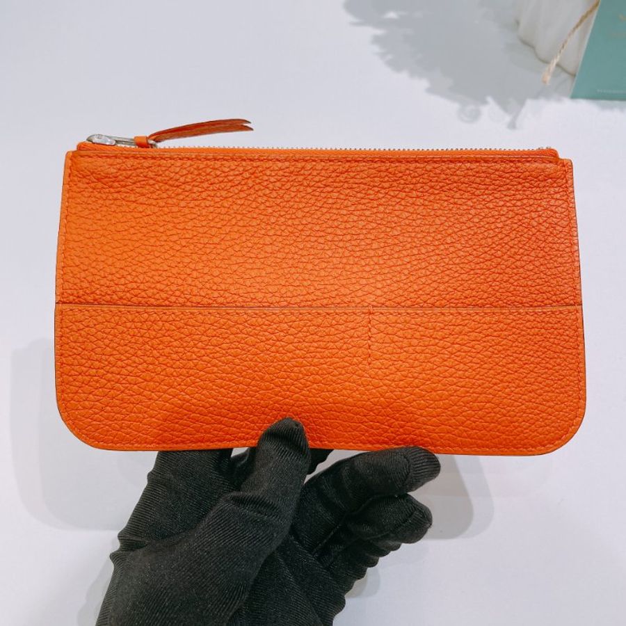 TW4894 Hermes 愛馬仕 絕版長款皮具 愛馬仕橙 附帶小散錢包 Dogon Duo Wallet Togo Orange x PHW #Square O-16