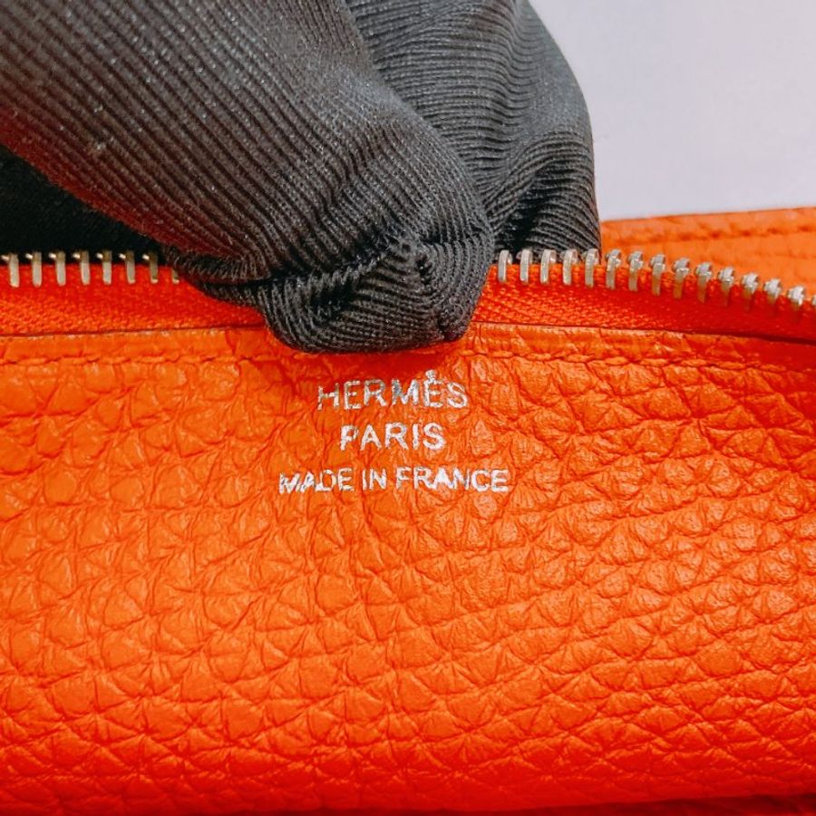 TW4894 Hermes 愛馬仕 絕版長款皮具 愛馬仕橙 附帶小散錢包 Dogon Duo Wallet Togo Orange x PHW #Square O-22