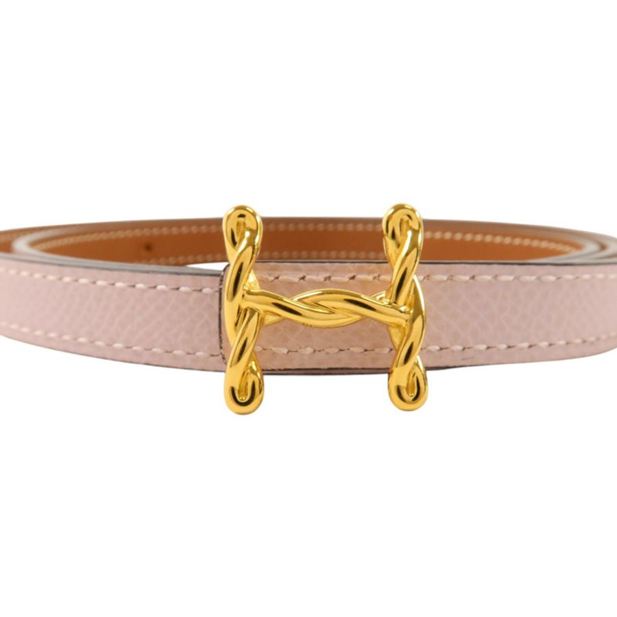 HERMES Epsom皮革H Torsade Buckle Reversible Belt 85cm金扣皮帶Mauve Pale/Gold-2