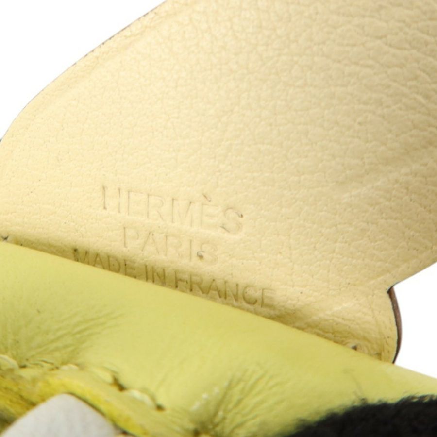 HERMES Milo皮革Redeo Pegase PM掛飾Jaune Bourgeon/Brume/Nata-4