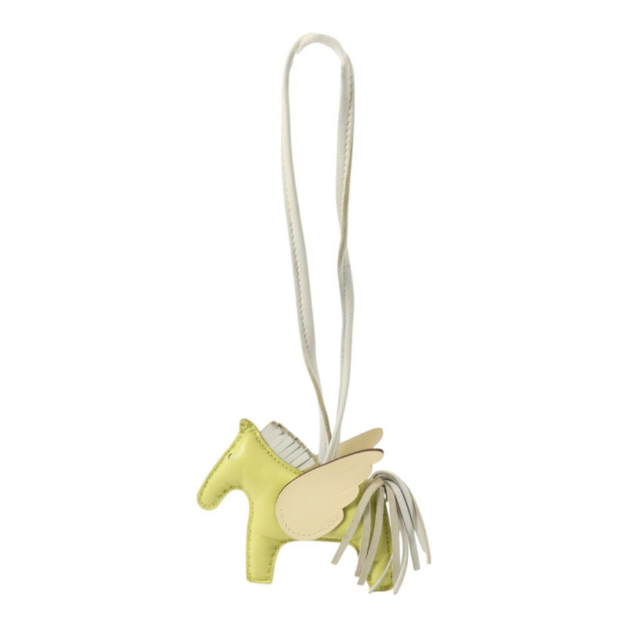 HERMES Milo皮革Redeo Pegase PM掛飾Jaune Bourgeon/Brume/Nata-6