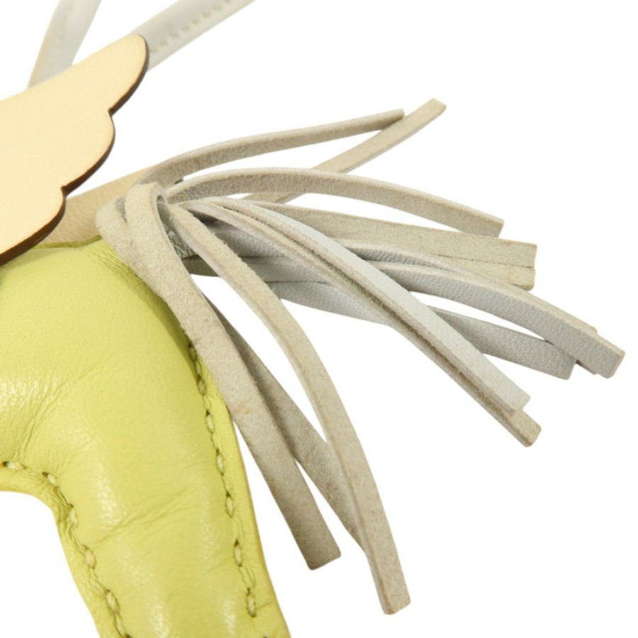 HERMES Milo皮革Redeo Pegase PM掛飾Jaune Bourgeon/Brume/Nata-8