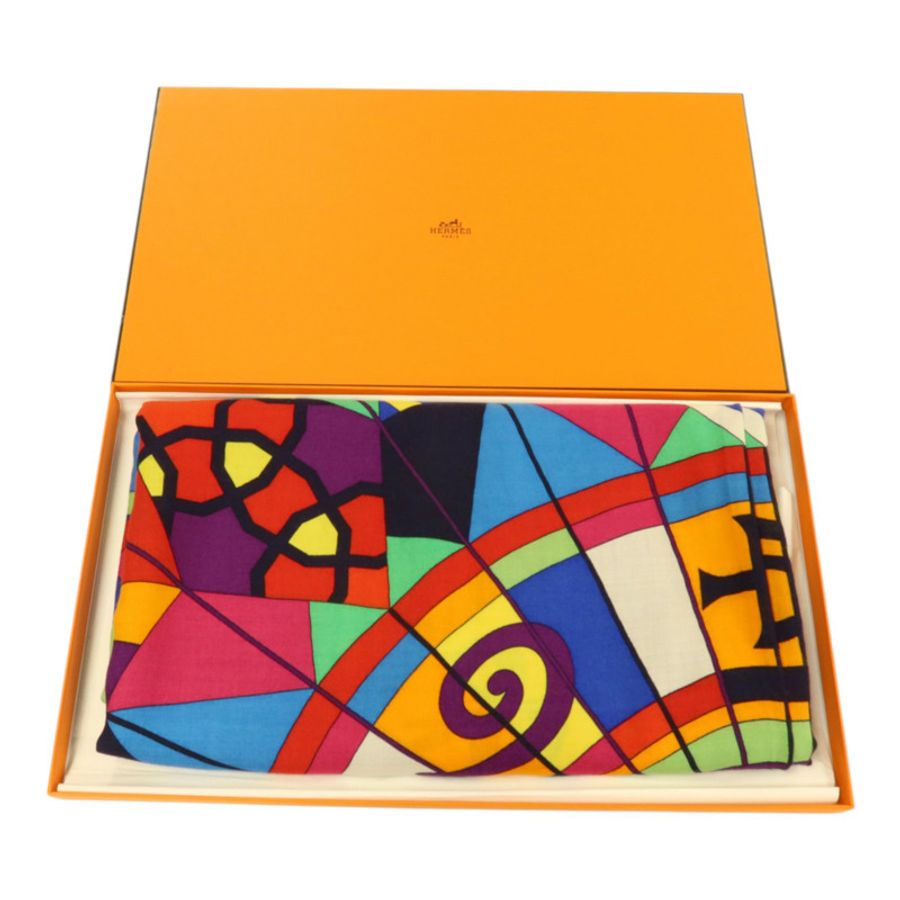 HERMES 羊絨/絲質Scarf 140x140cm絲巾-8