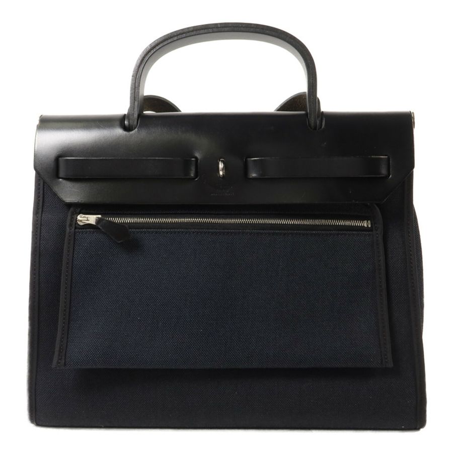 HERMES 帆布Herbag PM手挽肩背兩用袋Noir-1
