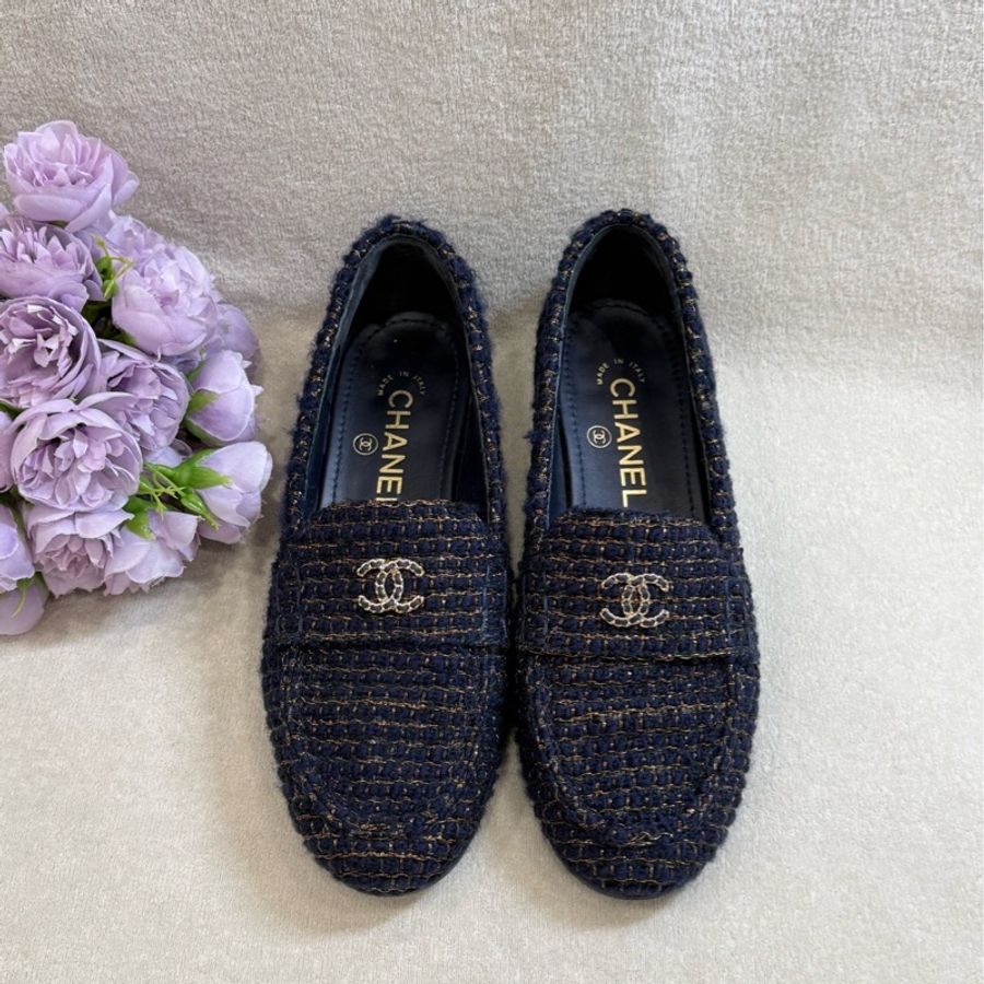 香奈兒CHANEL 粗花呢樂福鞋 36.5碼-0