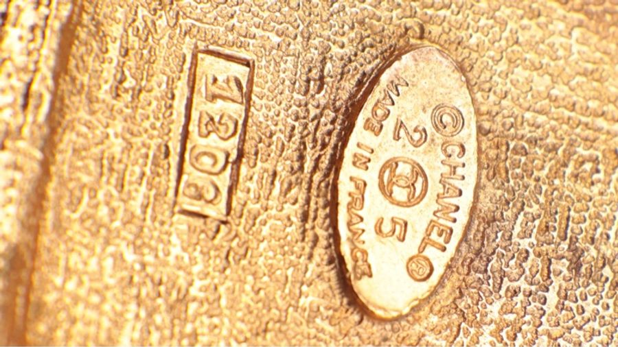 Chanel 91年素金绿色琉璃十字胸针-12
