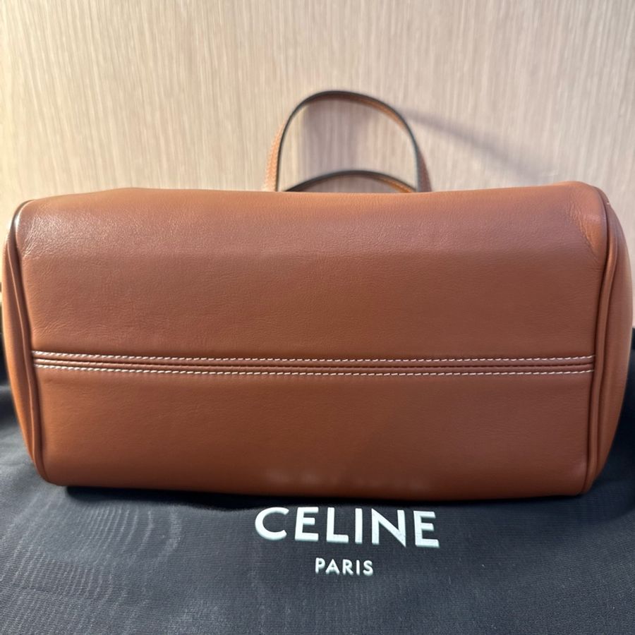 【斷捨離 / 全新閒置】 Celine Cabas Drawstring 凱旋門皮革兩用抽繩包(經典焦糖色)-7