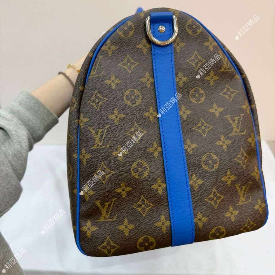 莉亞精品♡ LV Keepall 50旅行袋 藍#二手美包-6