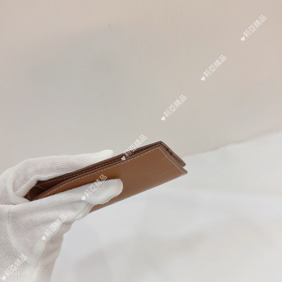 莉亞精品♡ Hermes 金棕色卡包 #B刻 二手美品-7
