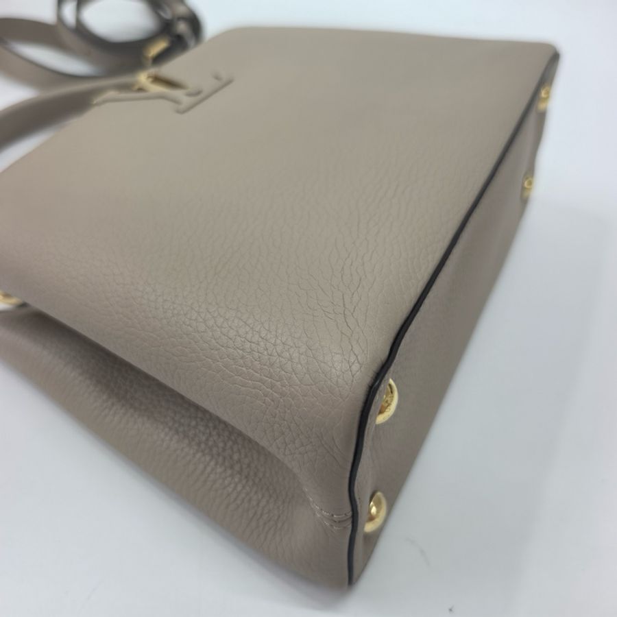 LV 路易威登 大象灰Capucines 中號手提包斜挎包 金扣-5