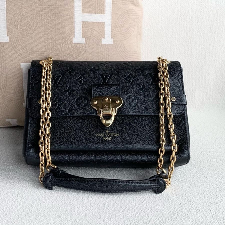Louis Vuitton LV VAVIN 老花壓印黑金全皮鏈條包 編碼款-1
