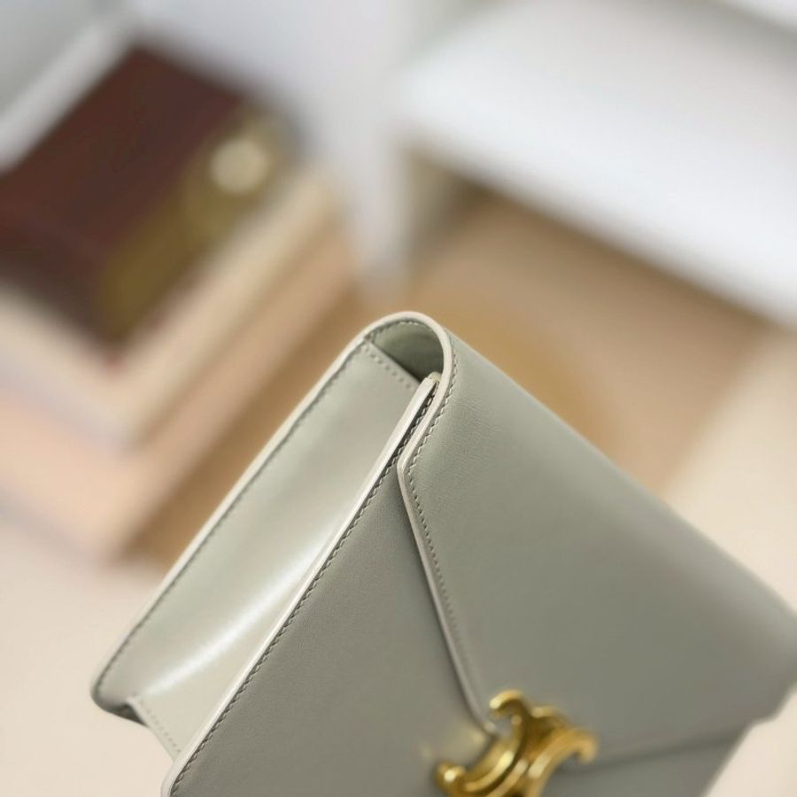 🏷Celine 瑟琳．Margo 凱旋門WOC 季節限定 Green Clay 灰綠色-8