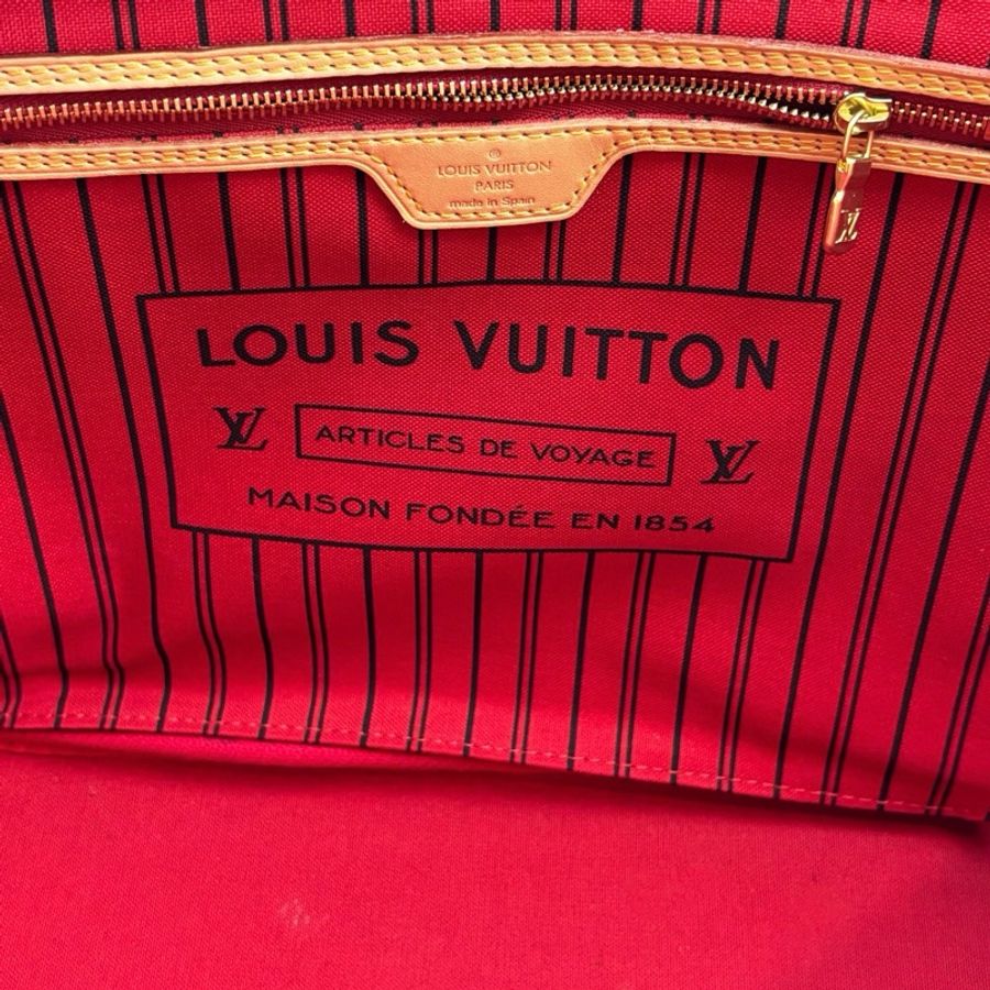 Louis Vuitton路易威登NEVERFULL中號購物袋子母包單肩包托特包 紅色內里-7