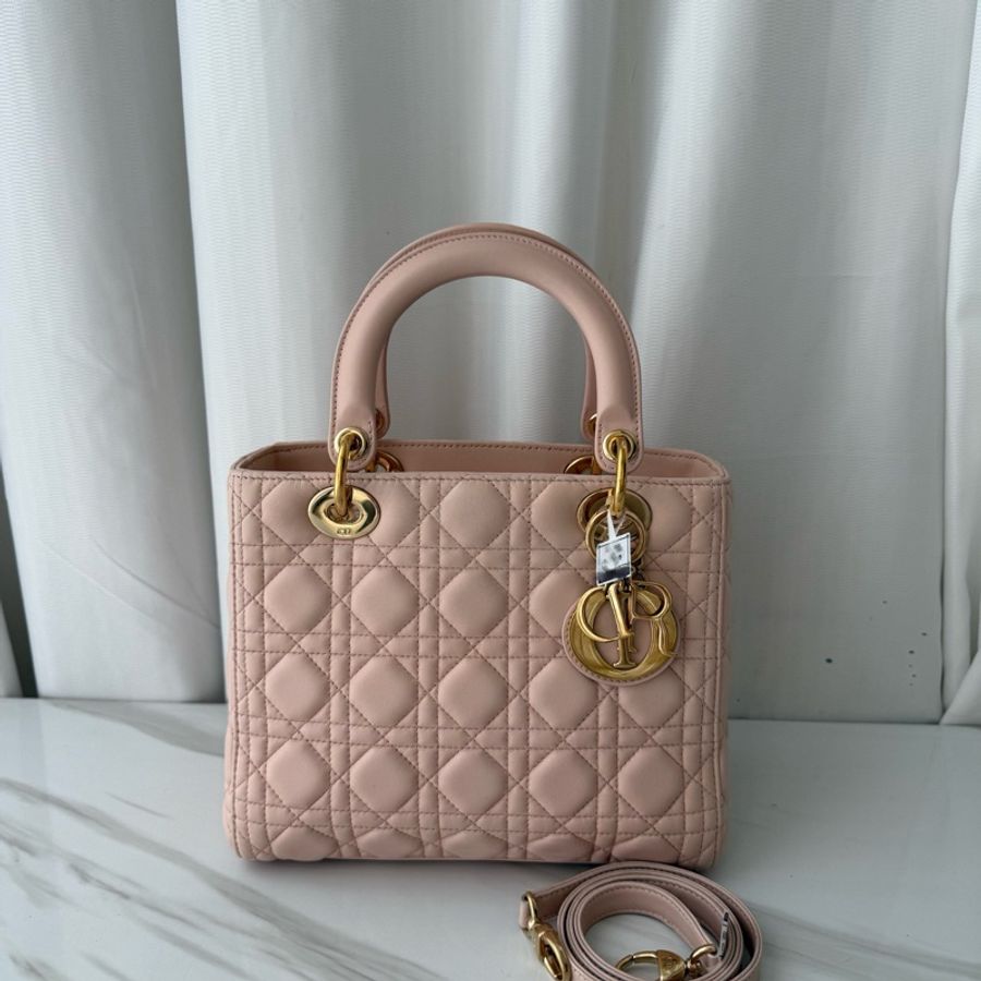 迪奧 Dior 五格粉色 羊皮 戴妃包 13年 整包護理。-0