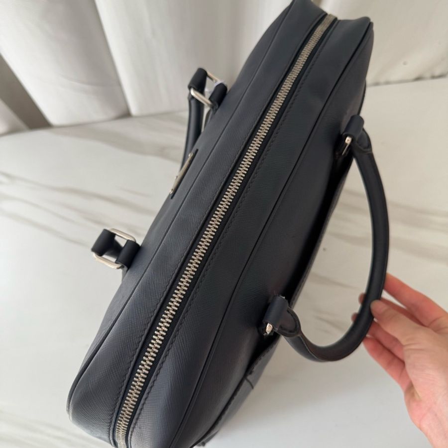 普拉達 Prada 藍色 正標 公文包-6