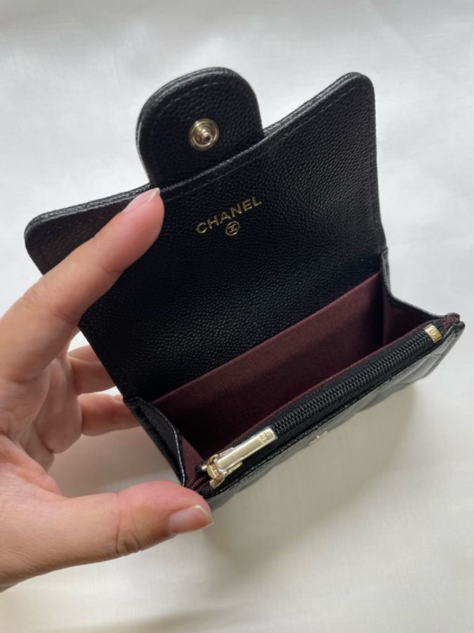 全新 香奈兒 新款 口蓋拉鍊小卡包 零錢包-1