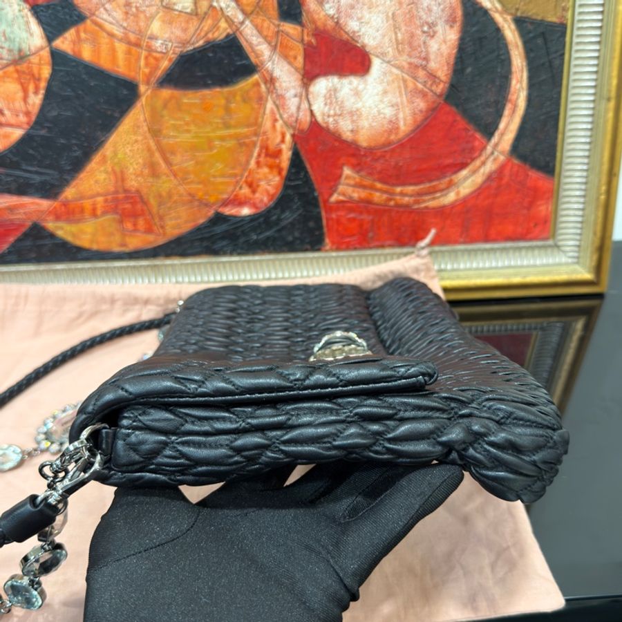 🈶購證 #全網最低💰 #99閒置✨ Miumiu黑銀hobo水鑽雙鏈條⛓️-6