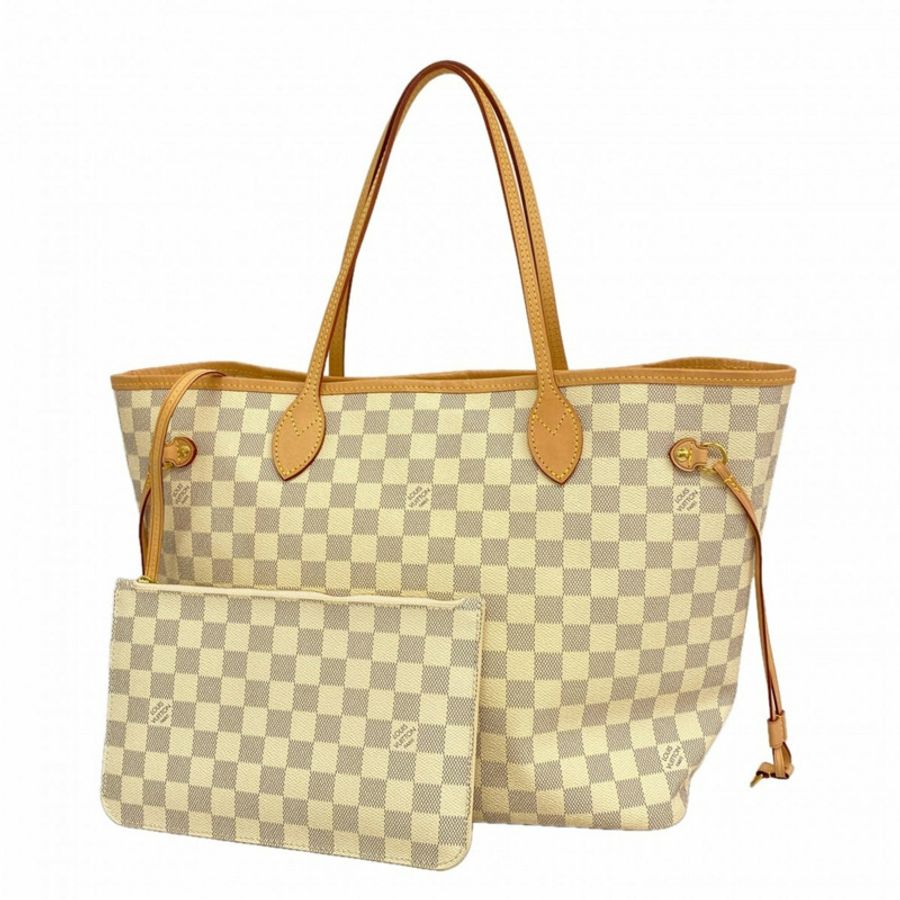 路易威登 Damier Azur Neverfull MM 手提包 N41361 白色 女士-0