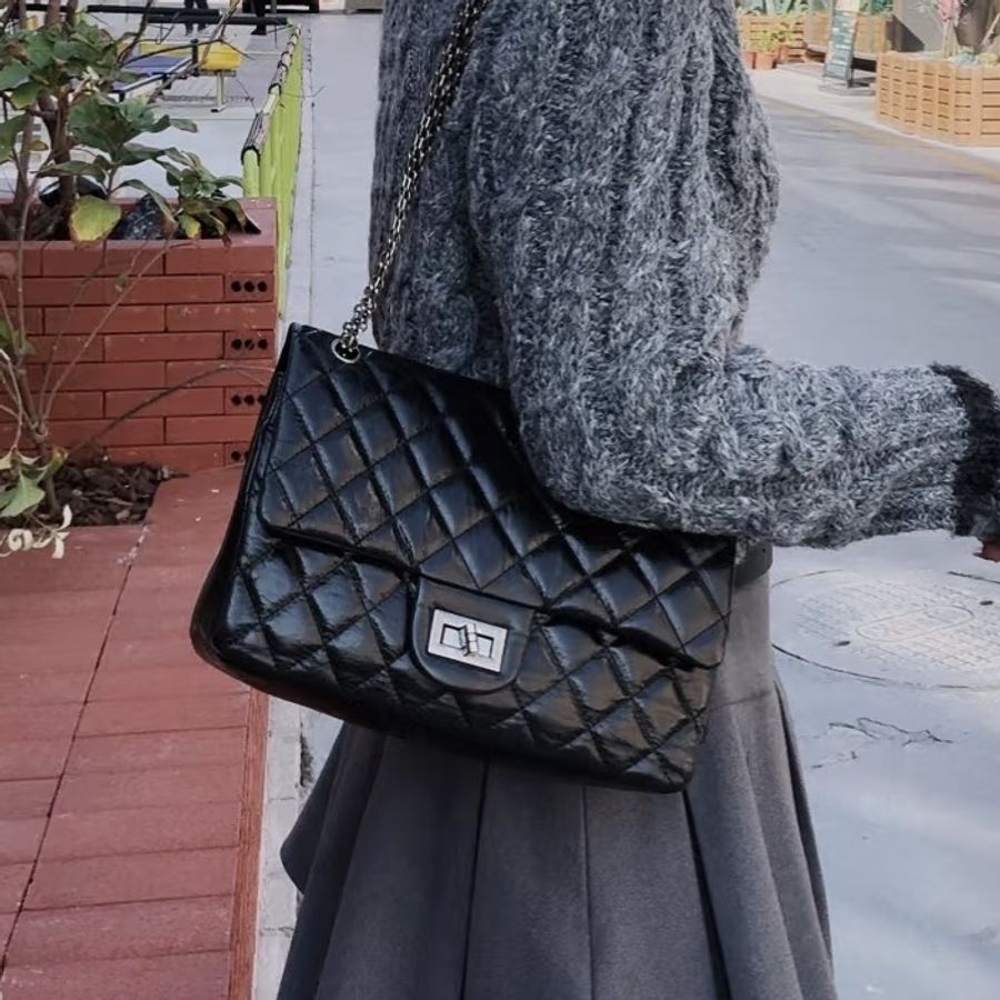 💎Chanel香奈兒|黑銀2.55復古牛皮小號|97新30開有卡-0