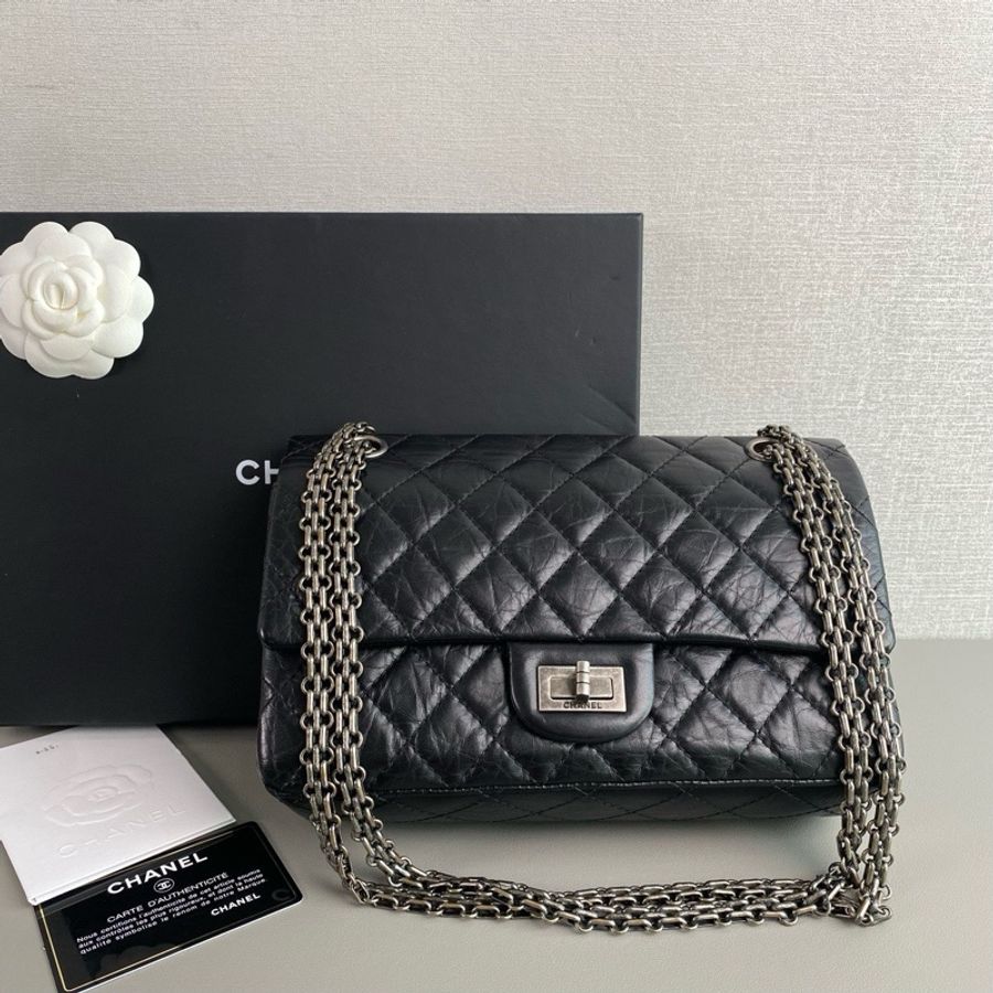 💎Chanel香奈兒|黑銀2.55復古牛皮小號|97新30開有卡-1