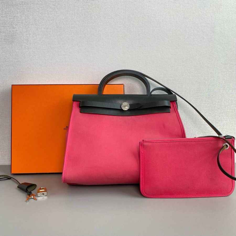 🐎Hermes愛馬仕|herbag31 銀扣帆布拼皮|98新|T刻-1