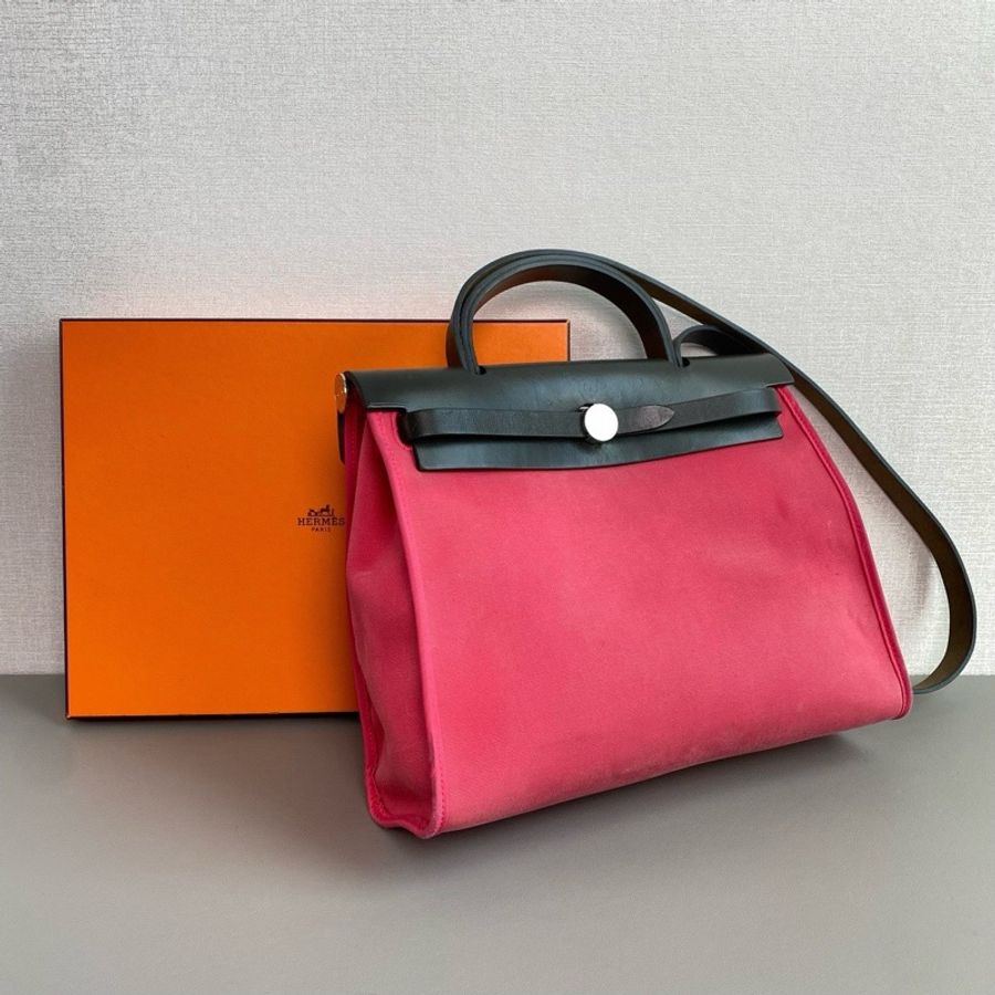 🐎Hermes愛馬仕|herbag31 銀扣帆布拼皮|98新|T刻-2
