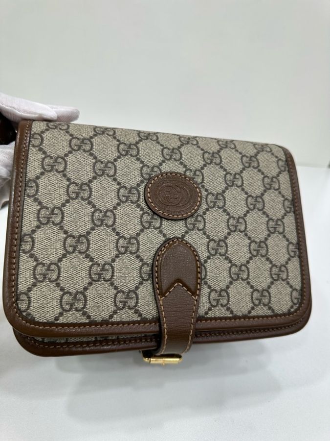 Gucci 古馳 GG Retro老花風琴包 黑標035-6
