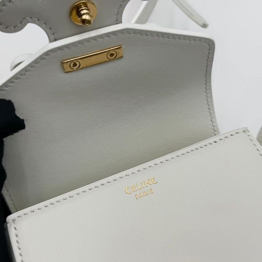 CELINE/賽琳 BesaceCuir Triomphe凱旋門系列馬鞍包Mini版 光面牛皮革郵差-6