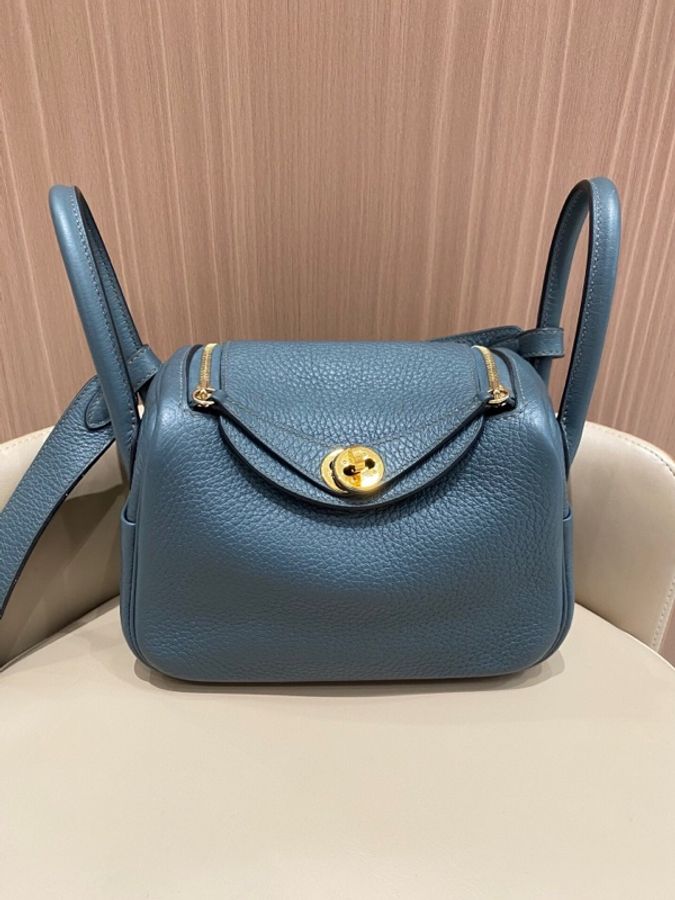 Lindymini 一代Y7暴風藍Clemence皮金扣-1