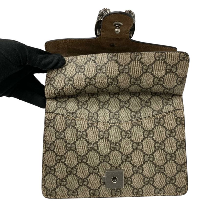 ☆ GUCCI 古馳 Beige, Brown Coated Canvas, Suede Leather Dionysus Chain Shoulder Bag 淺褐色, 啡色塗層帆布, 麂皮鏈條肩背包 421970-267012044-9