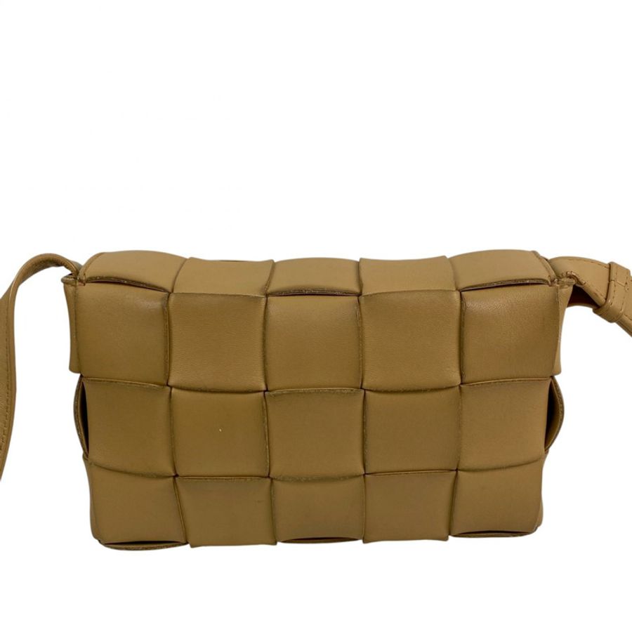 ☆ Bottega Veneta 寶緹嘉 Beige Lambskin Cassette Shoulder Bag 米色小羊皮肩背包-267011582-2